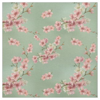 Cherry Blossoms in Pink and Teal Fabric