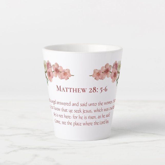 Cherry Blossoms in Pink and Teal Latte Mug (Front)