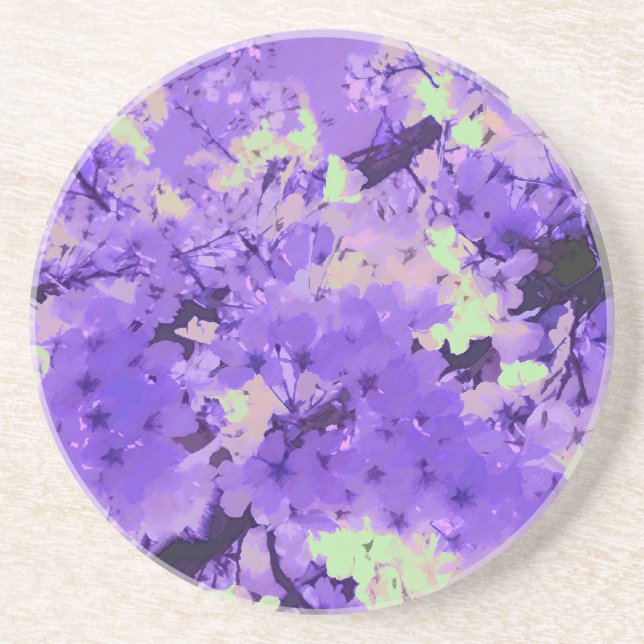 Cherry Blossoms in Violet Coaster (Front)