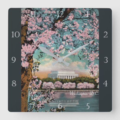 Cherry Blossoms in Washington DC Custom Square Wall Clock