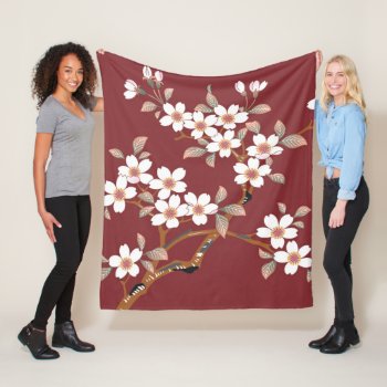 Cherry Blossoms  Japanese Design Fleece Blanket by Wagaraya at Zazzle