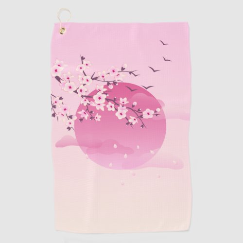 Cherry Blossoms Japanese Landscape Golf Towel