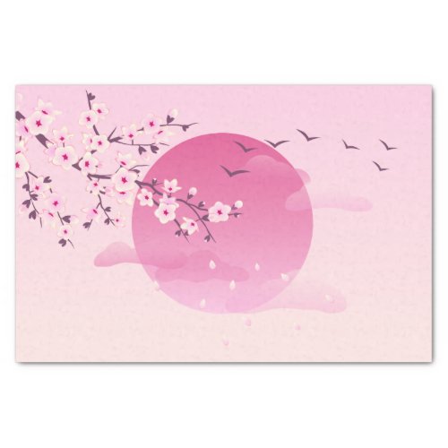 Cherry Blossoms Japanese Landscape Pink Tissue Paper