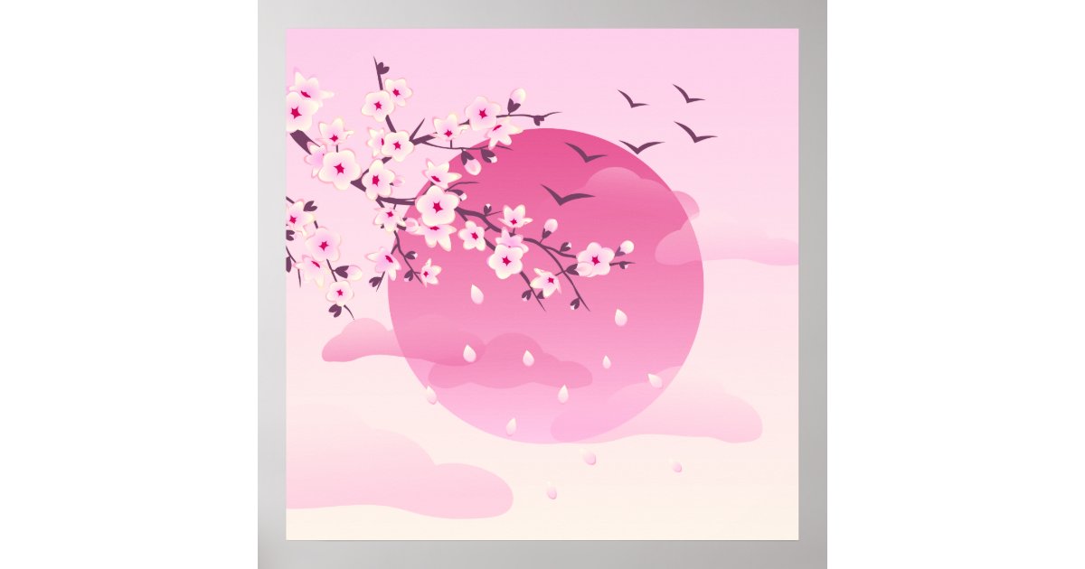 Cherry Blossoms Japanese Landscape Poster | Zazzle.com