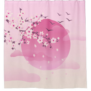 Cherry Blossoms Japanese Landscape Shower Curtain
