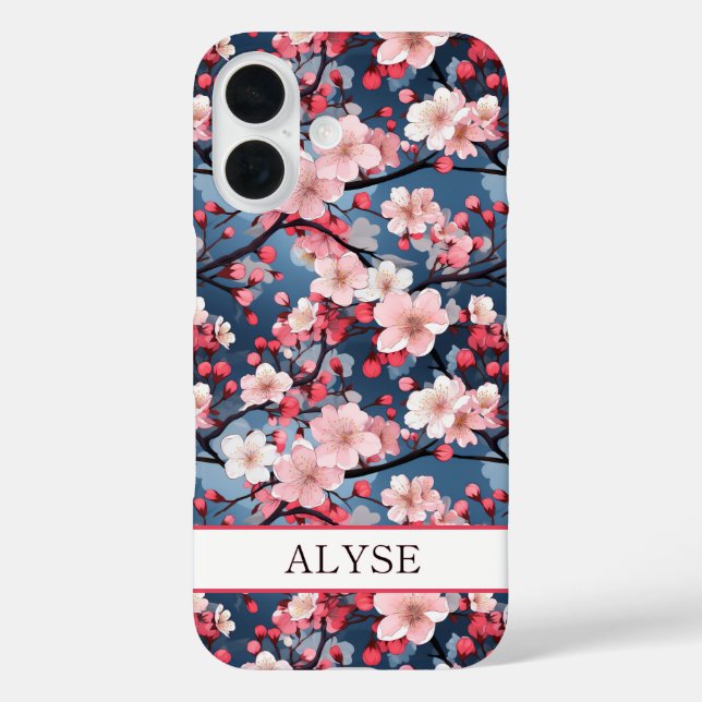 Cherry Blossoms Japanese Sakura Monogrammed Case-Mate iPhone Case (Back)