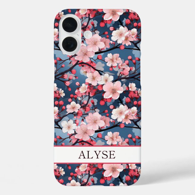 Cherry Blossoms Japanese Sakura Monogrammed Case-Mate iPhone Case (Back)