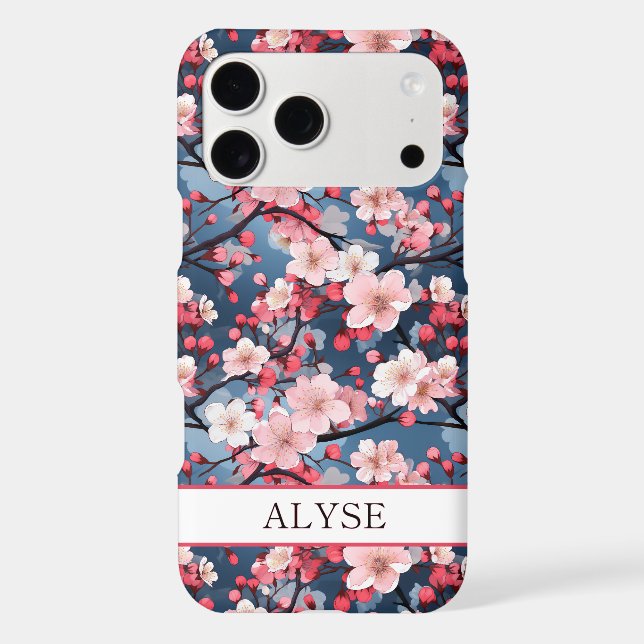Cherry Blossoms Japanese Sakura Monogrammed Case-Mate iPhone Case (Back)