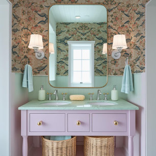 Cherry Blossoms,Kanji in Pink, Blue & Golden Wallpaper