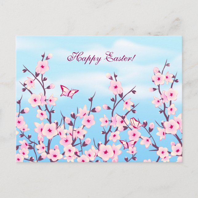 Cherry Blossoms Landscape Holiday Postcard (Front)