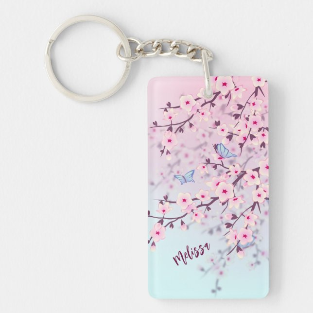 Cherry Blossoms Landscape Keychain (Front)