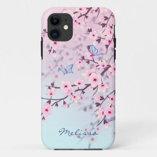 Cherry Blossoms Landscape Monogram iPhone 11 Case