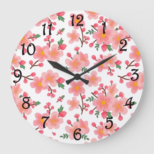 Cherry Blossoms    Large Clock