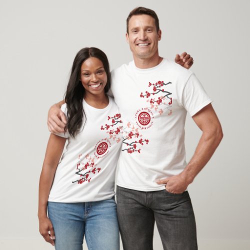 Cherry Blossoms Longevity Symbol Chinese Birthday T_Shirt