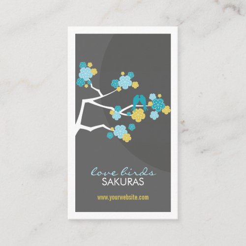 Cherry Blossoms Love Birds Sakura Flowers Branch Business Card