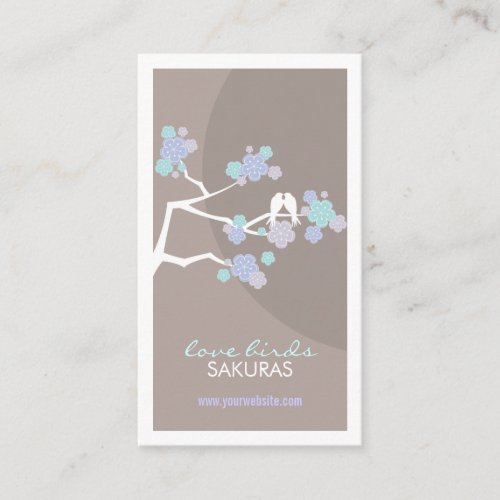 Cherry Blossoms Love Birds Sakura Flowers Branch Business Card