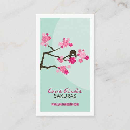 Cherry Blossoms Love Birds Sakura Flowers Branch Business Card