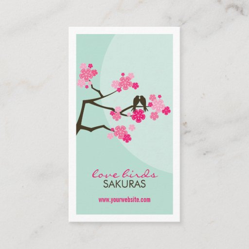Customizable fatfatin Cherry Blossoms Love Birds Profile Card Business Card