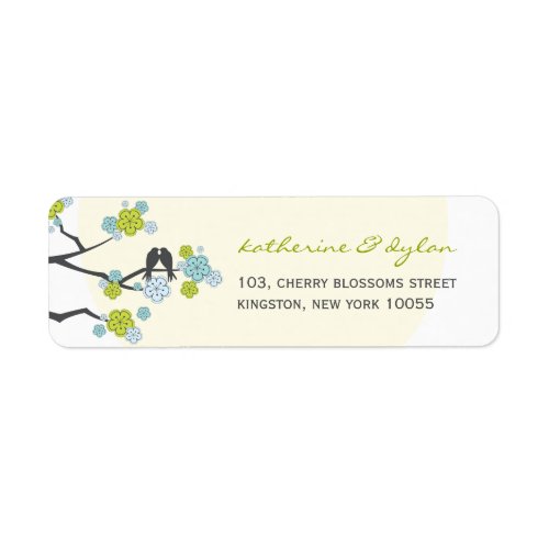 Cherry Blossoms Love Birds Wedding Address Labels