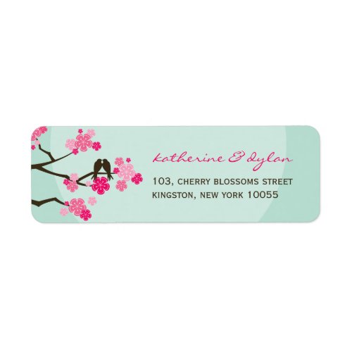 Cherry Blossoms Love Birds Wedding Address Labels