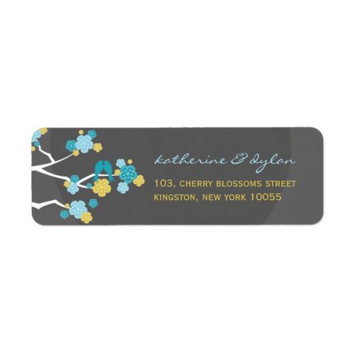 Cherry Blossoms Love Birds Wedding Address Labels