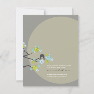 Cherry Blossoms Love Birds Wedding Reception Card