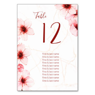 Cherry Blossoms Marble WEdding Table Number