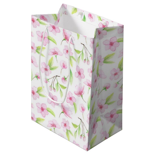 Cherry Blossoms Medium Gift Bag (Front Angled)