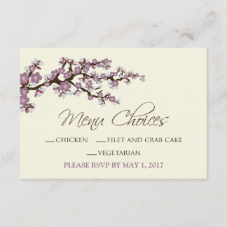 Cherry Blossoms MENU Card (lavender)