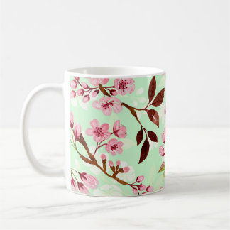 Cherry Blossoms Mint Background Coffee Mug