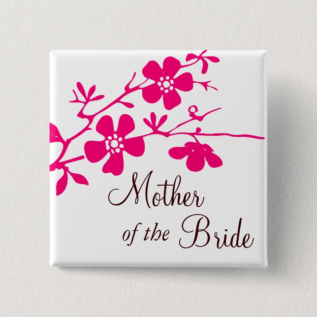 Cherry Blossoms Mother of the Bride Button (Front)