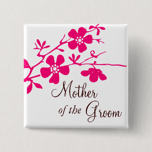 Cherry Blossoms Mother of the Groom Button