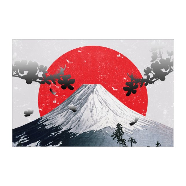 Cherry Blossoms Mount Fuji Japan Acrylic Print (Front)