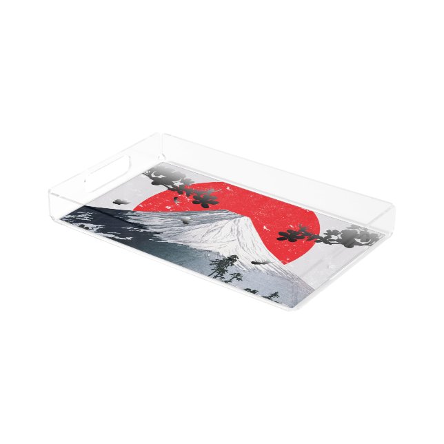Cherry Blossoms Mount Fuji Japan Acrylic Tray (Angled)