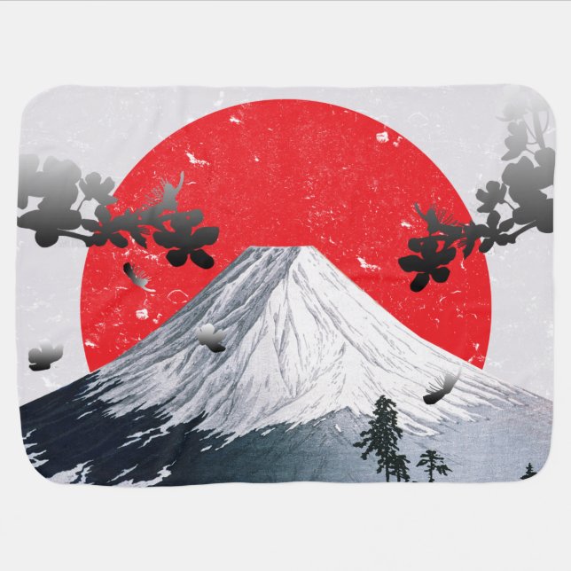 Cherry Blossoms Mount Fuji Japan Baby Blanket (Horizontal)