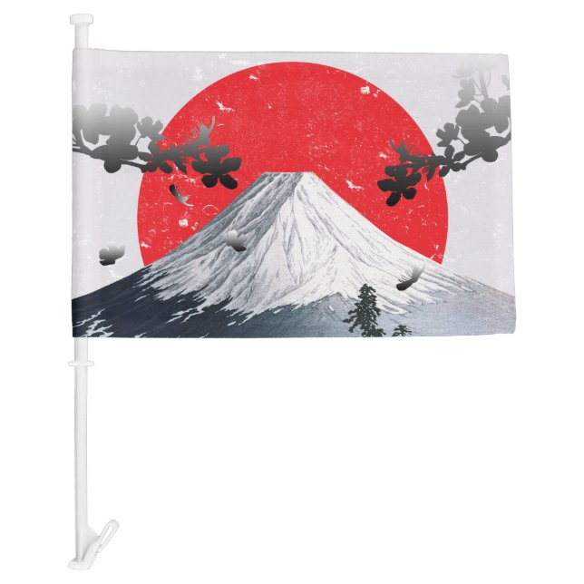 Cherry Blossoms Mount Fuji Japan Car Flag (Front)