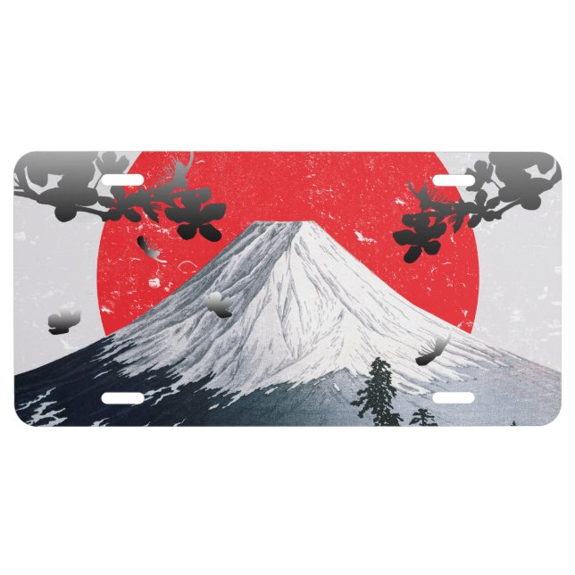Cherry Blossoms Mount Fuji Japan License Plate (Front)