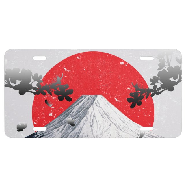 Cherry Blossoms Mount Fuji Japan License Plate (Front)