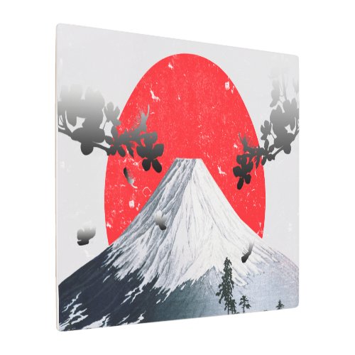 Cherry Blossoms Mount Fuji Japan Metal Print