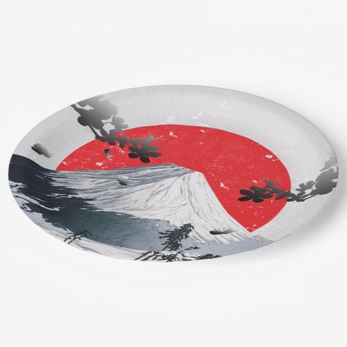 Cherry Blossoms Mount Fuji Japan Paper Plates