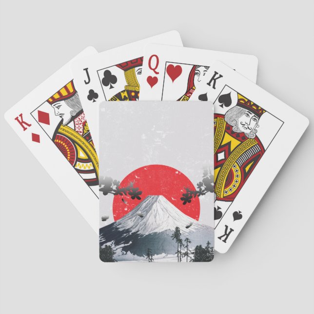 Cherry Blossoms Mount Fuji Japan Poker Cards (Back)