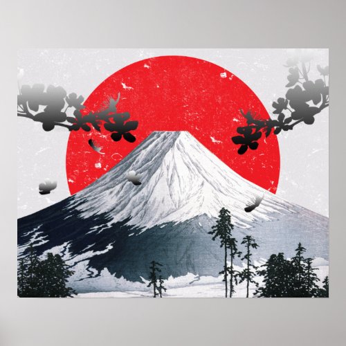 Cherry Blossoms Mount Fuji Japan Poster