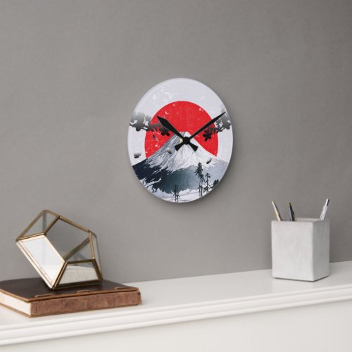 Cherry Blossoms Mount Fuji Japan Round Clock