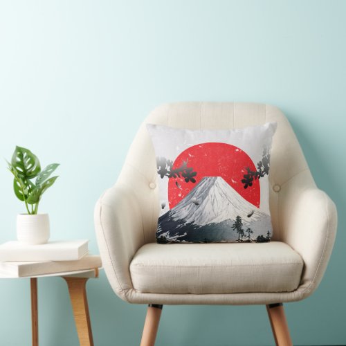 Cherry Blossoms Mount Fuji Japan Throw Pillow