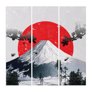 Cherry Blossoms Mount Fuji Japan Triptych