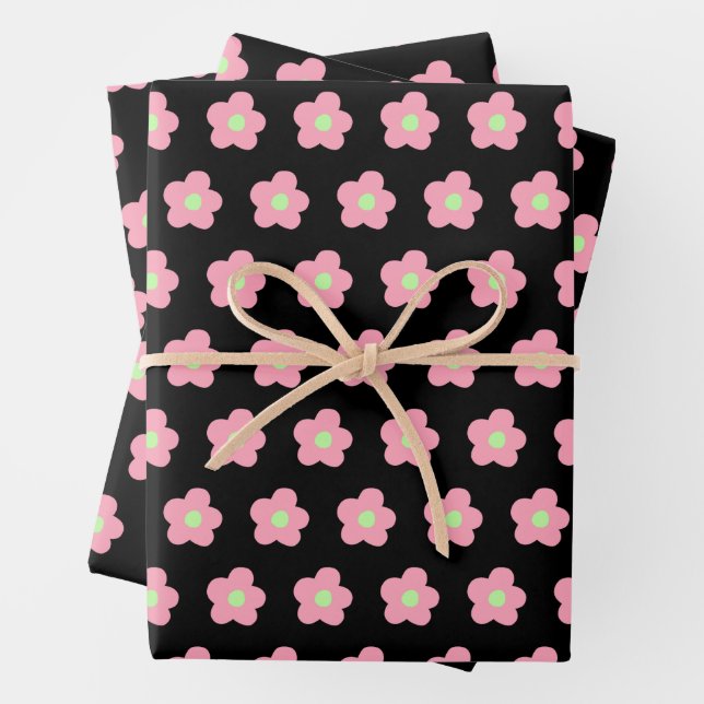 Cherry Blossoms on Black Wrapping Paper Sheets (In situ)