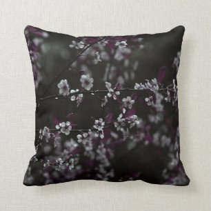 Cherry Blossoms on Dark Plum Throw Pillow
