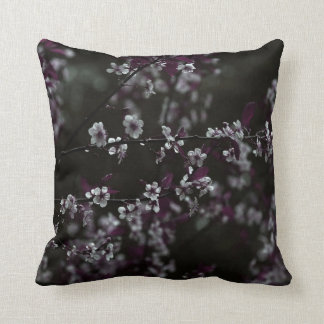 Cherry Blossoms on Dark Plum Throw Pillow