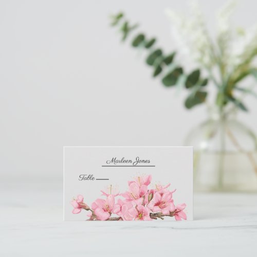 Cherry blossoms on gray  place card