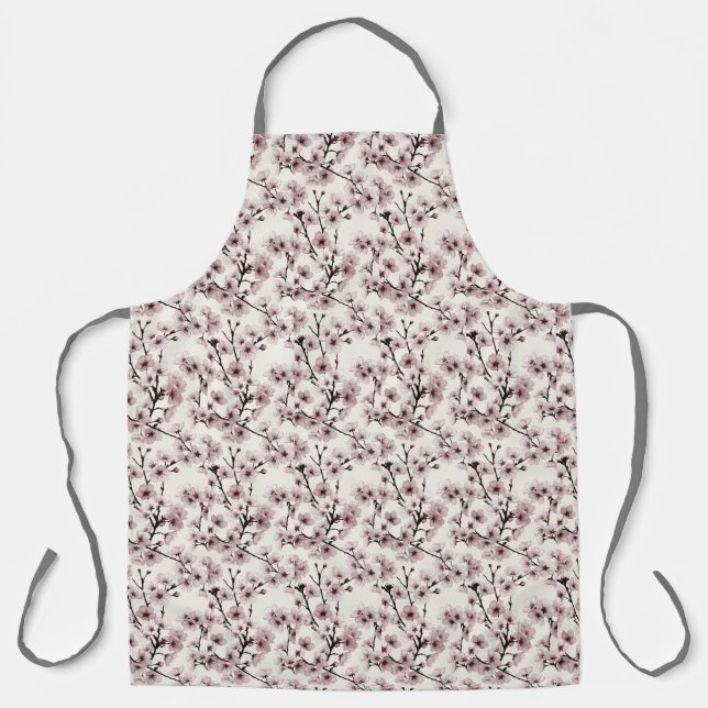 Cherry Blossoms on Ivory — Delicate & Contemporary Apron (Front)